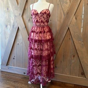 Tiered Crochet Lace Midi Dress